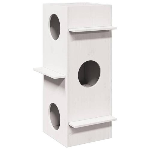 Kattehus 43x43x90 cm massivt fyrretræ hvid