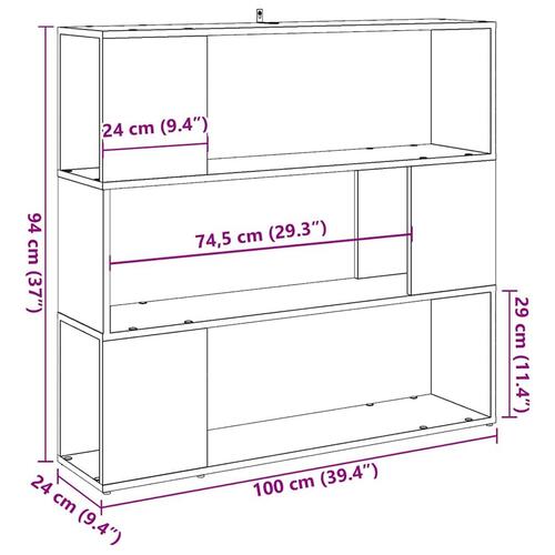 Bogreol/rumdeler 100x24x94 cm kunsteg