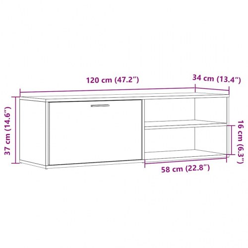 Tv-bord 120 × 34 × 37 cm i konstrueret træ - egetræsfarve