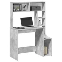 Skrivebord m. hylder 100x45x140 cm konstrueret træ betongrå