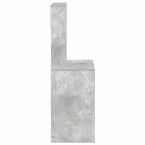 Skrivebord m. hylder 100x45x140 cm konstrueret træ betongrå