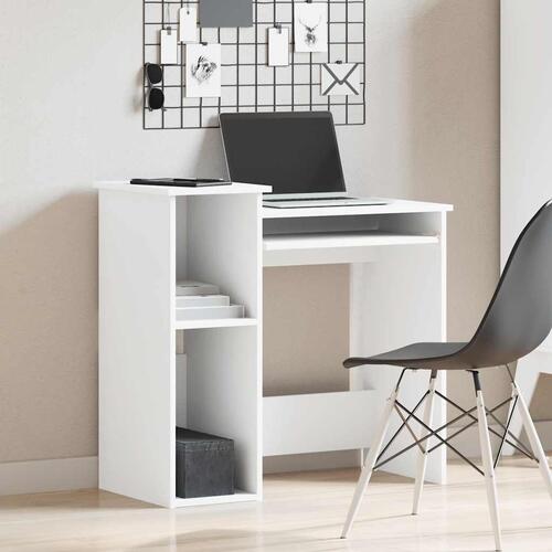Skrivebord m. hylder 84x40x78 cm konstrueret træ hvid