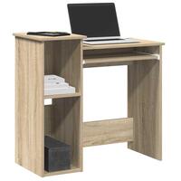 Skrivebord m. hylder 84x40x78 cm konstrueret træ sonoma-eg