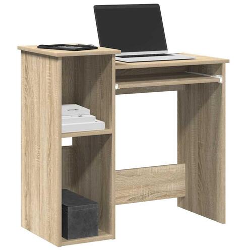 Skrivebord m. hylder 84x40x78 cm konstrueret træ sonoma-eg