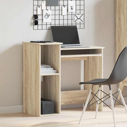 Skrivebord m. hylder 84x40x78 cm konstrueret træ sonoma-eg