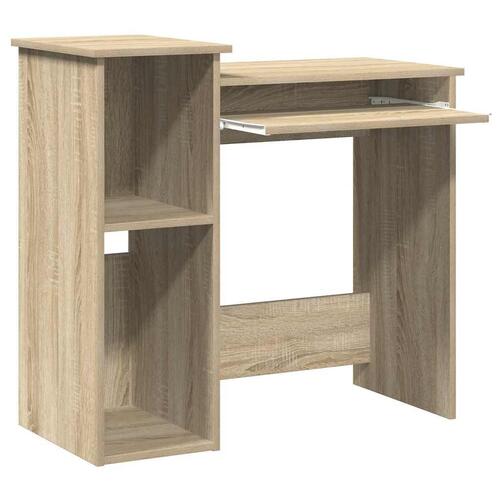 Skrivebord m. hylder 84x40x78 cm konstrueret træ sonoma-eg