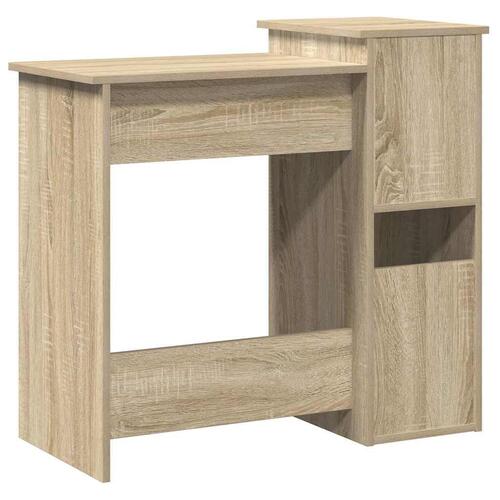 Skrivebord m. hylder 84x40x78 cm konstrueret træ sonoma-eg