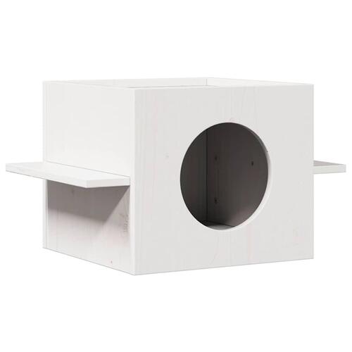 Kattehus 51x35x30 cm massivt fyrretræ hvid