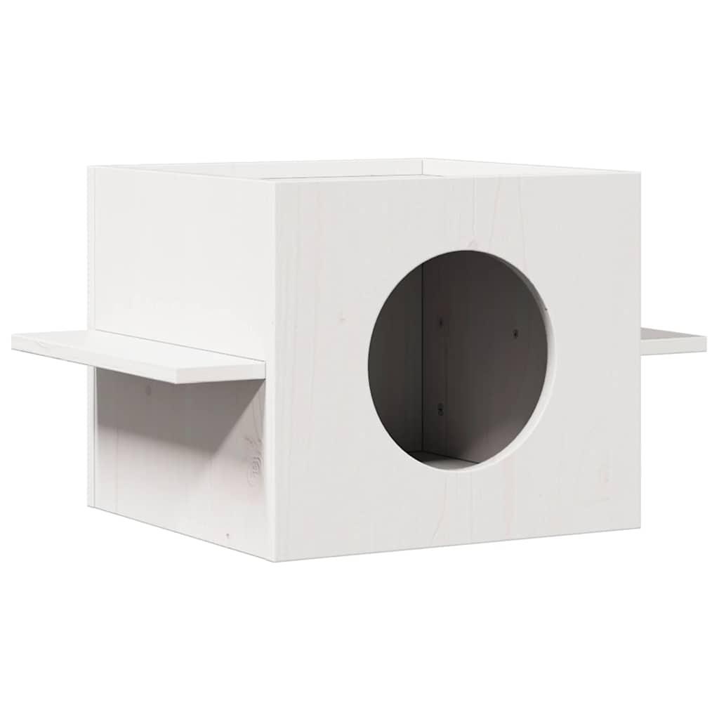 Kattehus 51x35x30 cm massivt fyrretræ hvid