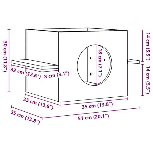 Kattehus 51x35x30 cm massivt fyrretræ hvid