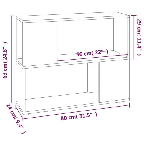 Bogreol/rumdeler 80x24x63 cm grå sonoma-eg