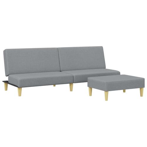 2-personers sovesofa med fodskammel stof lysegrå