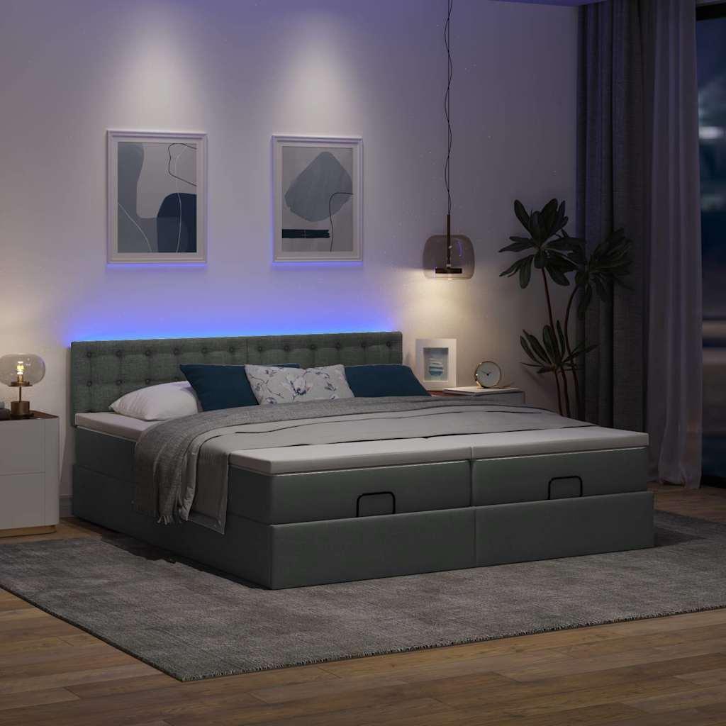 Osmannisk sengeramme med madrasser 160x200 cm stof mørkegrå billede