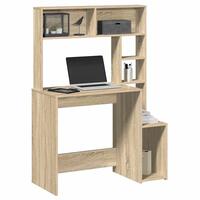 Skrivebord med hylder 100x45x140 cm konstrueret træ sonoma-eg