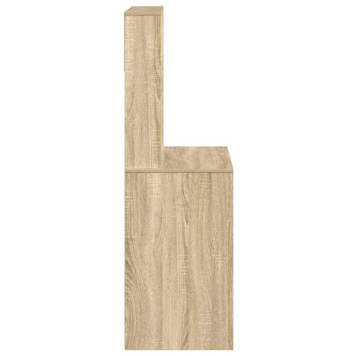 Skrivebord med hylder 100x45x140 cm konstrueret træ sonoma-eg