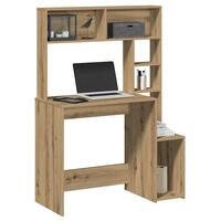 Skrivebord m. hylder 100x45x140 cm konstrueret træ kunsteg