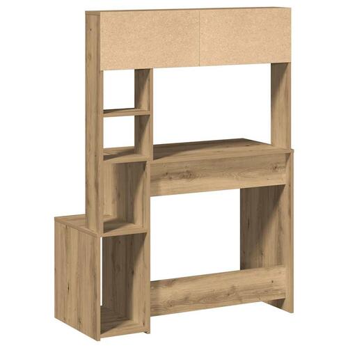 Skrivebord m. hylder 100x45x140 cm konstrueret træ kunsteg