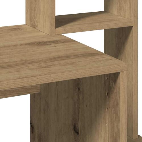 Skrivebord m. hylder 100x45x140 cm konstrueret træ kunsteg