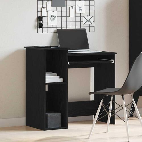 Skrivebord m. hylder 84x40x78 cm konstrueret træ sort