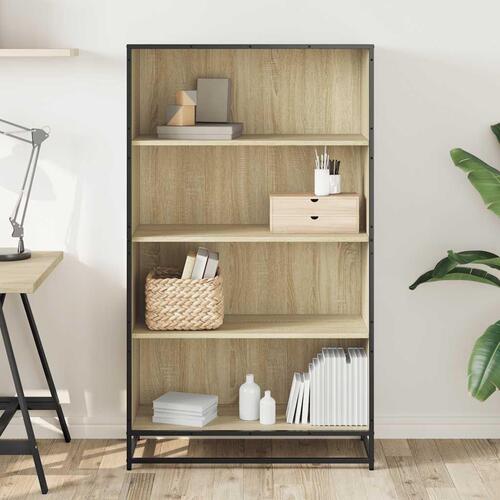 Bogreol 80,5x35x139 cm konstrueret træ sonoma-eg