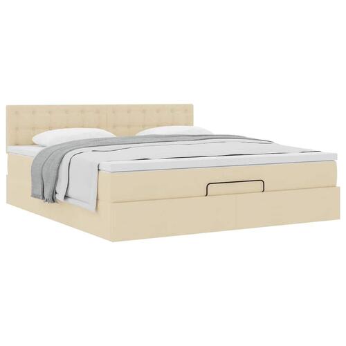 Osmannisk sengeramme med madras 180x200 cm stof cremefarvet