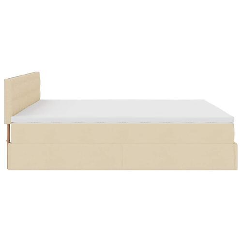 Osmannisk sengeramme med madras 180x200 cm stof cremefarvet