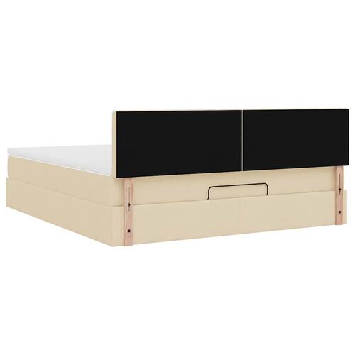 Osmannisk sengeramme med madras 180x200 cm stof cremefarvet