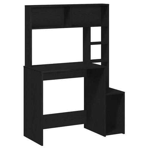Skrivebord m. hylder 100x45x140 cm konstrueret træ sort