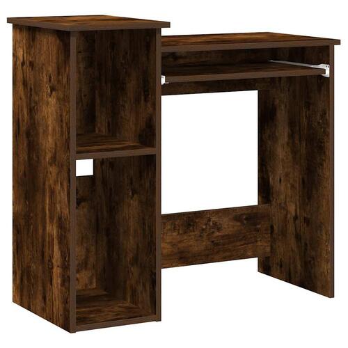 Skrivebord m. hylder 84x40x78 cm konstrueret træ røget egetræ