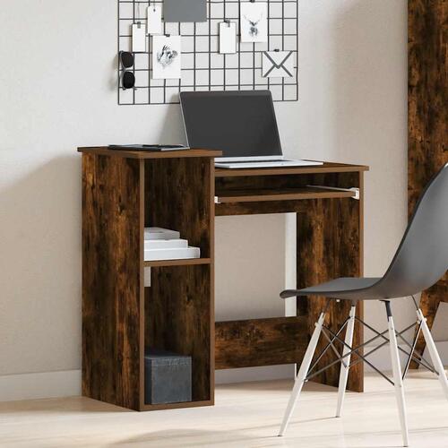 Skrivebord m. hylder 84x40x78 cm konstrueret træ røget egetræ