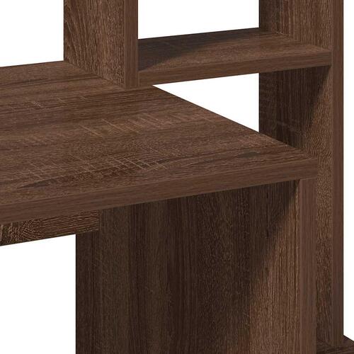 Skrivebord m. hylder 100x45x140 cm konstrueret træ brun egetræ