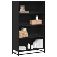Bogreol 80,5x35x139 cm konstrueret træ sort