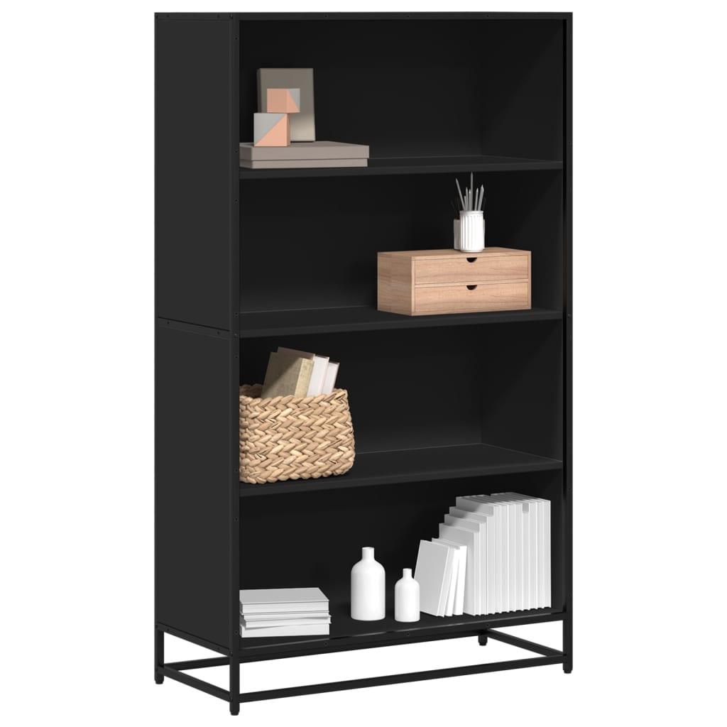 Bogreol 80,5x35x139 cm konstrueret træ sort
