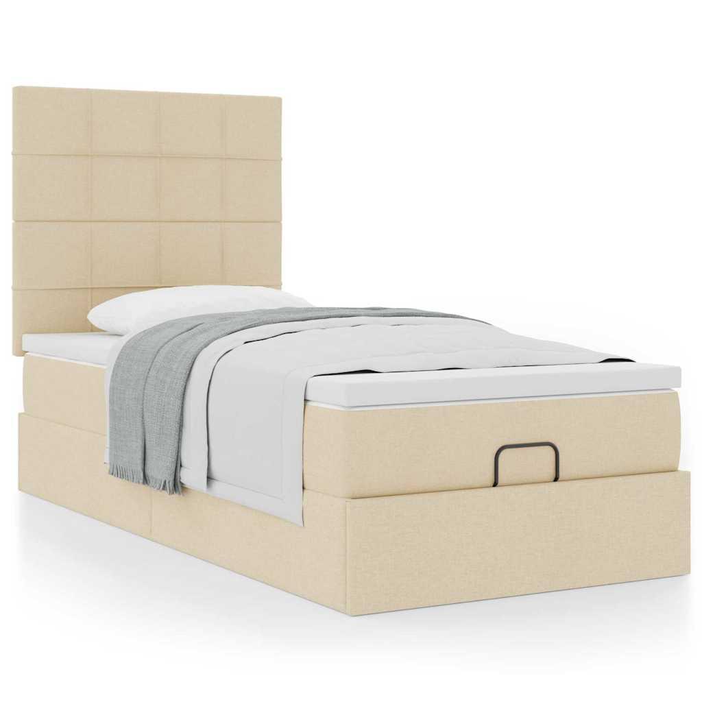 Osmannisk sengeramme med madras 80x200 cm i cremefarvet stof