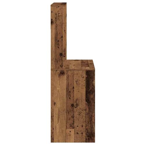 Skrivebord m. hylder 100x45x140 cm konstrueret træ antikt træ
