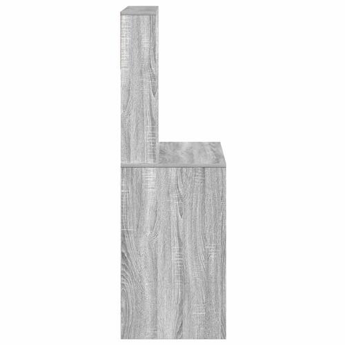 Skrivebord med hylder 100x45x140 cm konstrueret træ grå sonoma