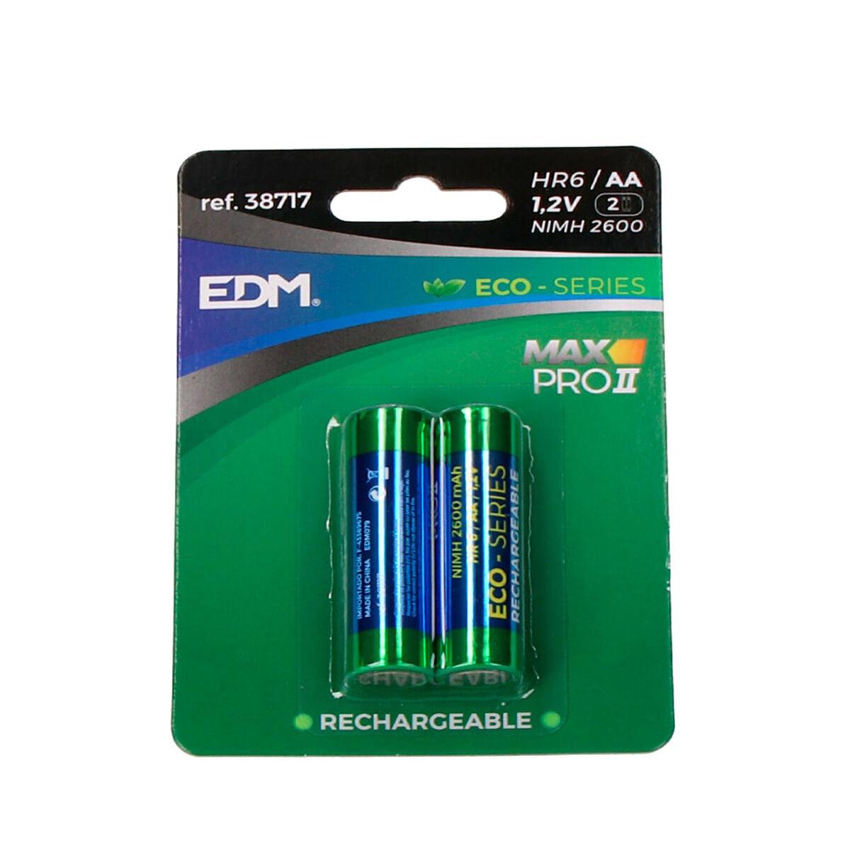 EDM Max Pro II Eco-Series AA genopladelige batterier 2600 mAh 1,2 V (2 stk)