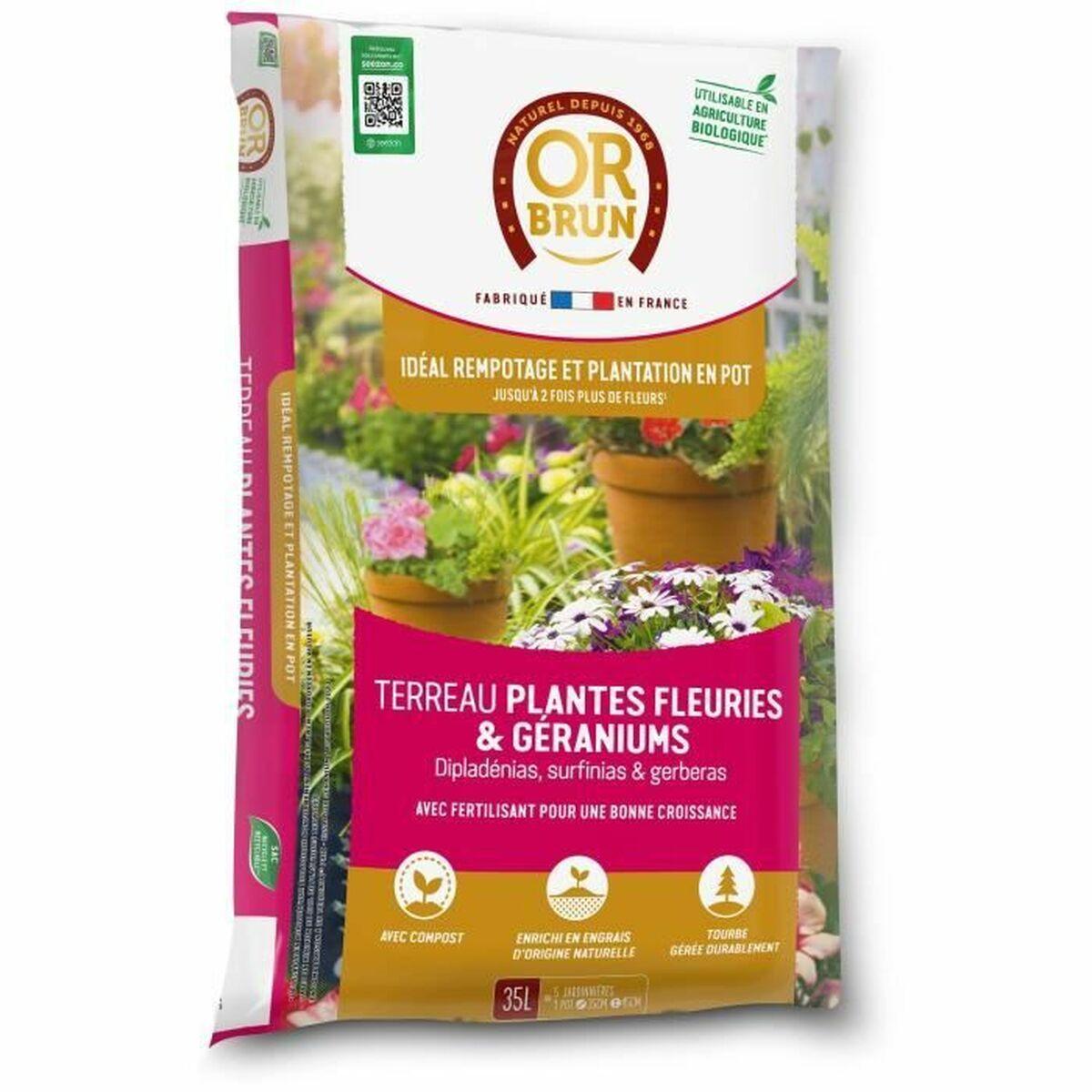 OR BRUN pottekompost til blomstrende planter og pelargonier - 35 l