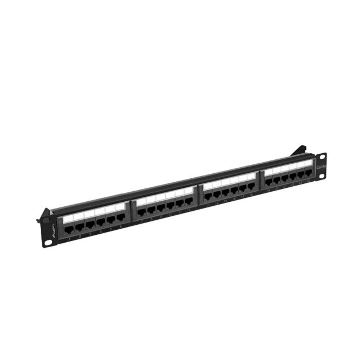 Lanberg PPUA-1024-B - Patch-panel - stativmonterbar - CAT 6a - UTP - RJ-45 X 24 - RAL 9004, sort - 1U - 19