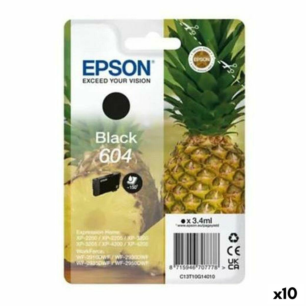 Epson 604 sort blækpatron - til XP‑2200 / WF‑2910DWF (10-pak)
