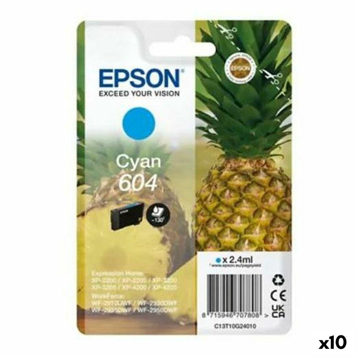 Epson 604 Cyan original blækpatron - pakke med 10 til XP-2200 / WF-2910DWF billede