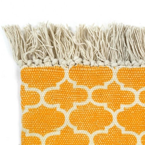 Kilim-tæppe med mønster bomuld 160 x 230 cm gul