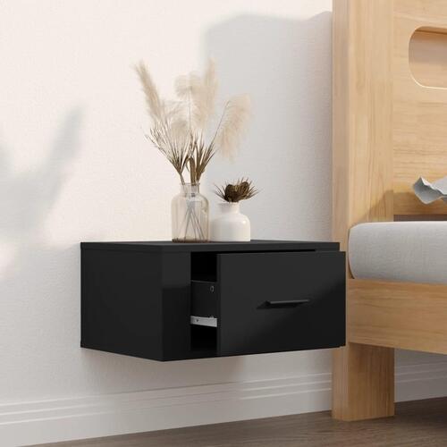 Væghængt sengebord 50x36x25 cm sort (OUTLET A)
