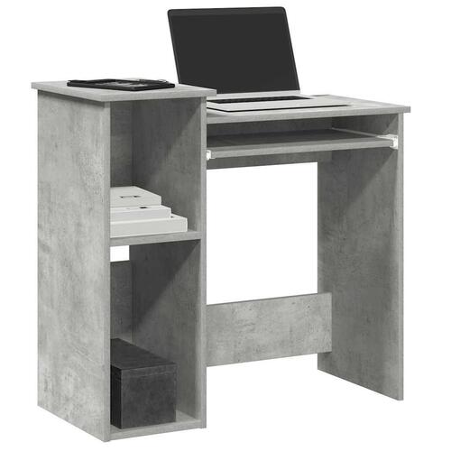 Skrivebord m. hylder 84x40x78 cm konstrueret træ betongrå