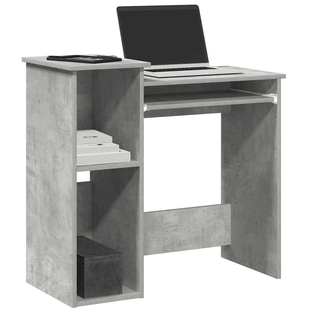 Skrivebord m. hylder 84x40x78 cm konstrueret træ betongrå