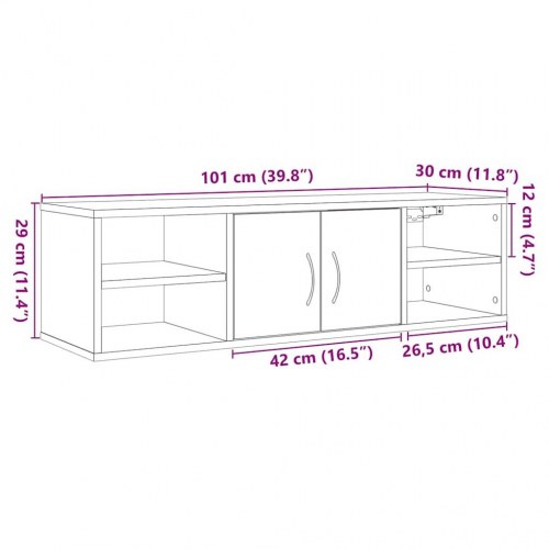 Vægskab 101×30×29 cm i konstrueret træ - antikt træ