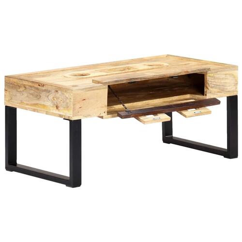 Sofabord i kassettestil 100 x 52 x 45 cm massivt mangotræ