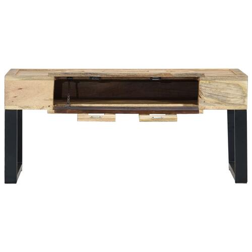 Sofabord i kassettestil 100 x 52 x 45 cm massivt mangotræ