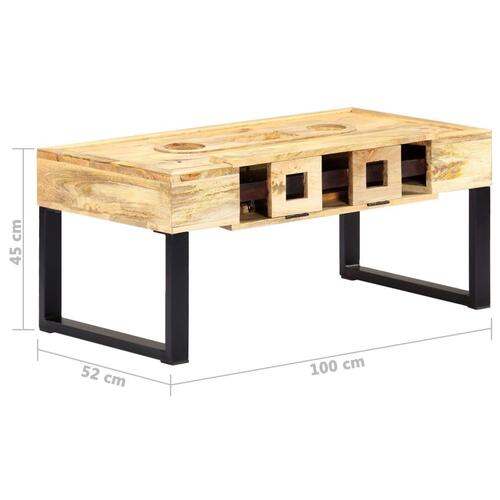 Sofabord i kassettestil 100 x 52 x 45 cm massivt mangotræ