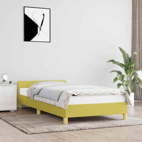 Sengeramme med hovedgærde uden madras Grøn 90x200 cm Stof